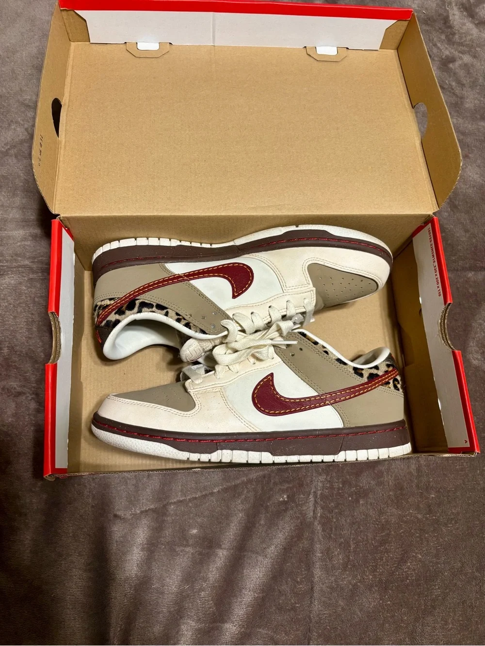 2025 Nike Dunk Low ‘Khaki Team Red’ with Leopard Accent
